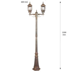 Rustikaler Kandelaber BREST Kupfer Antik 2 armig E27