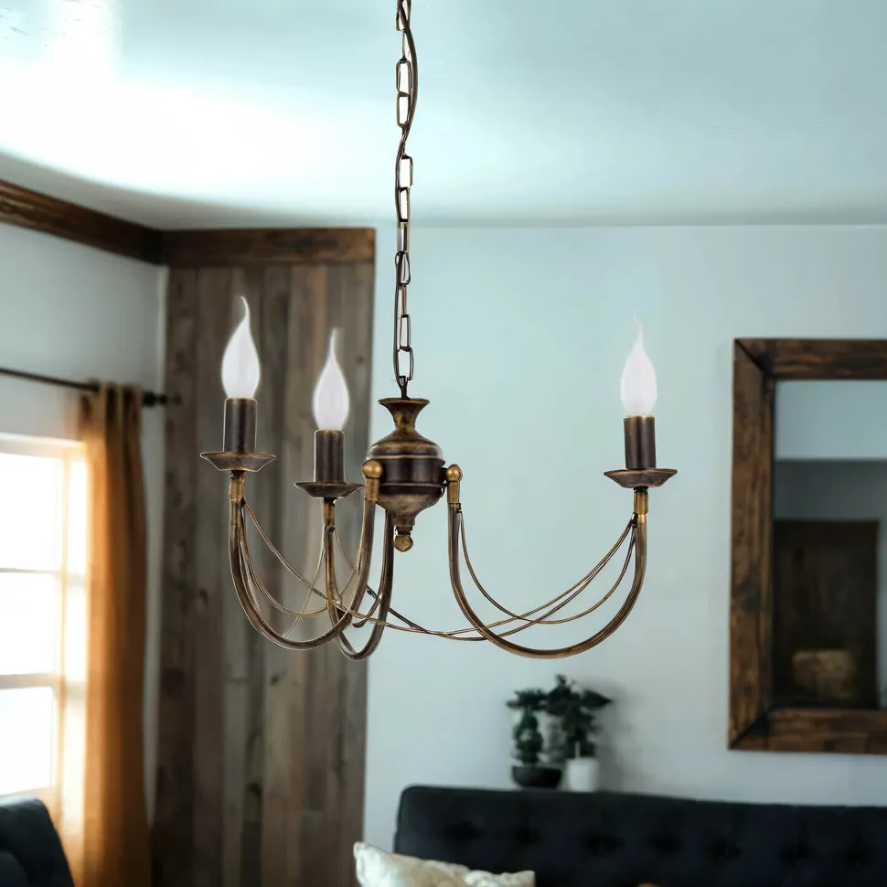 Rustikaler Kronleuchter Ares 3-flammig