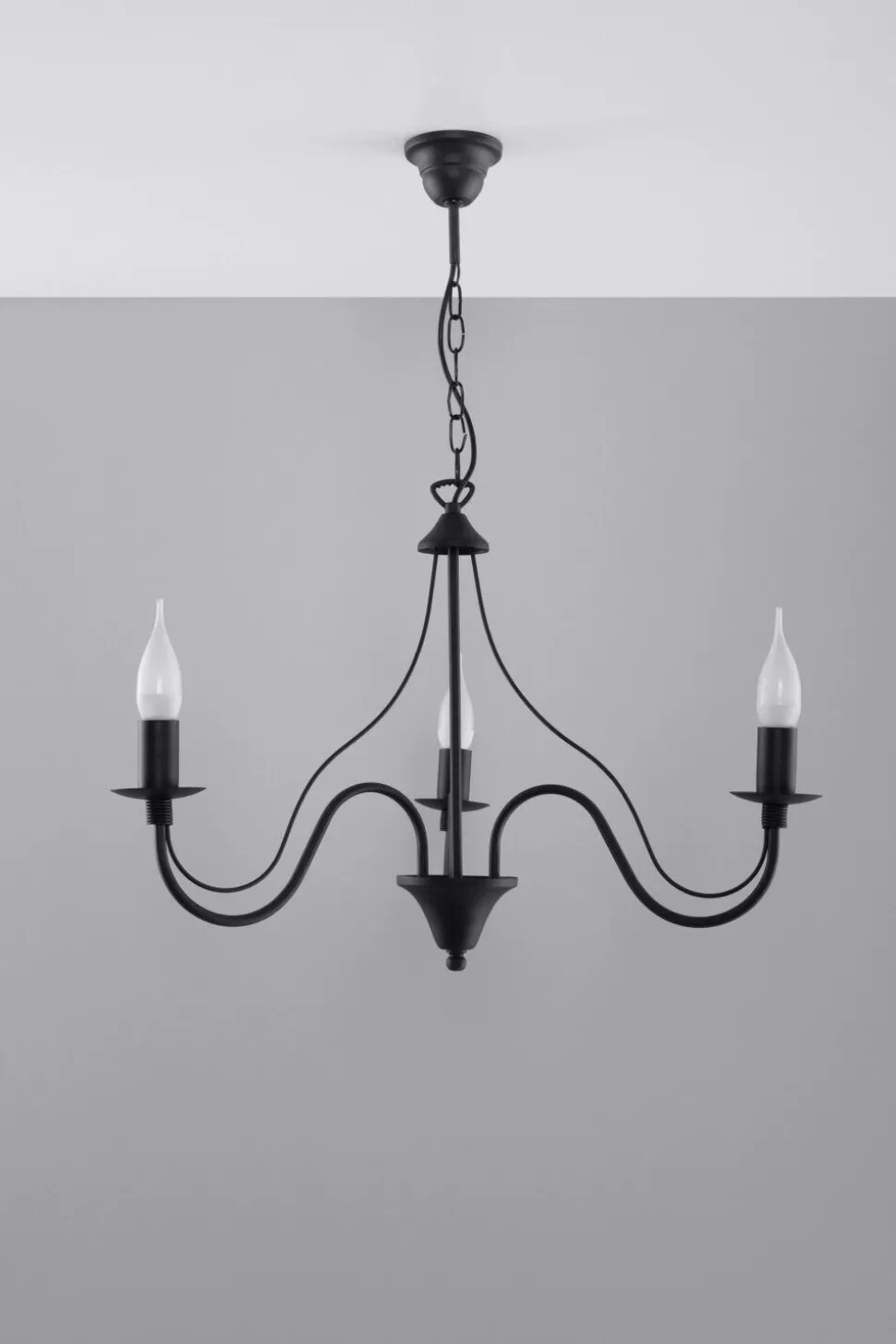 Rustikaler Kronleuchter E14 FIORANO in Schwarz