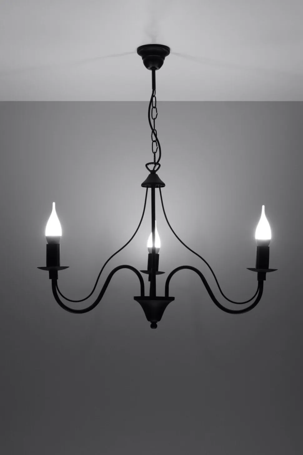 Rustikaler Kronleuchter E14 FIORANO in Schwarz