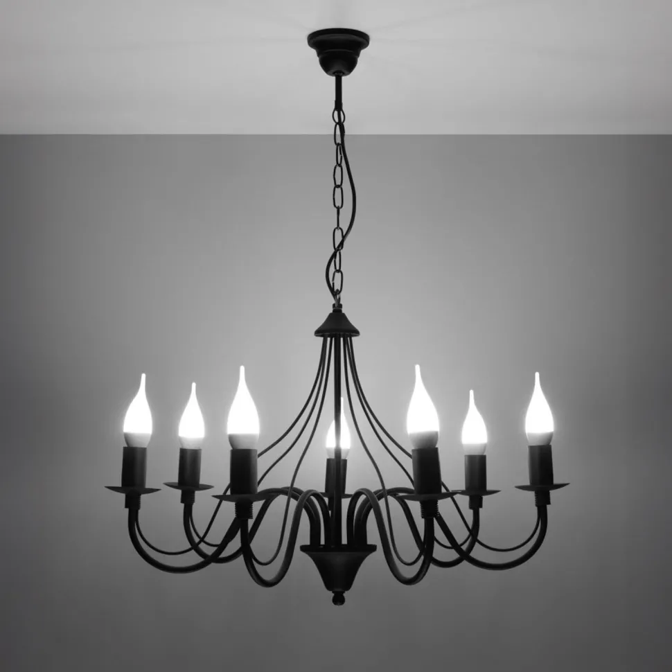 Rustikaler Kronleuchter FIORANO in Schwarz