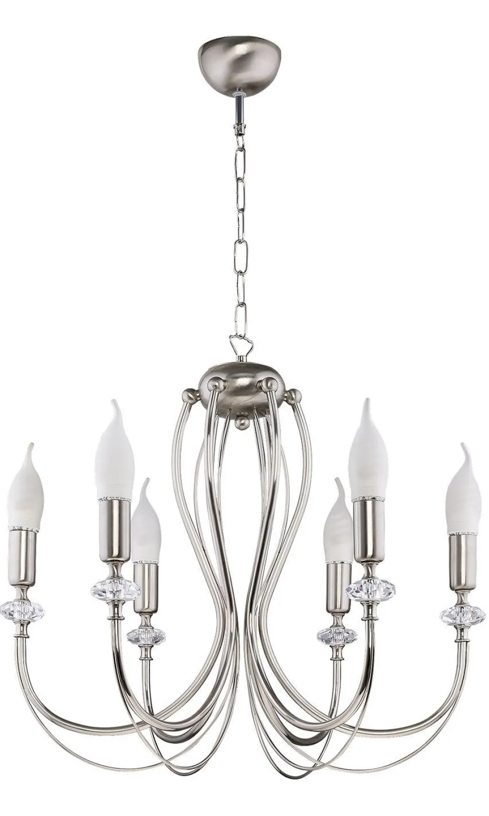 Rustikaler Kronleuchter Metall in Nickel E14 Kerzen