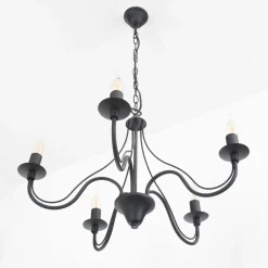 Rustikaler Kronleuchter Schwarz 5-armig E14 FIORANO