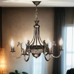 Rustikaler Lüster BELRAD Shabby Braun Ø62cm Lampe