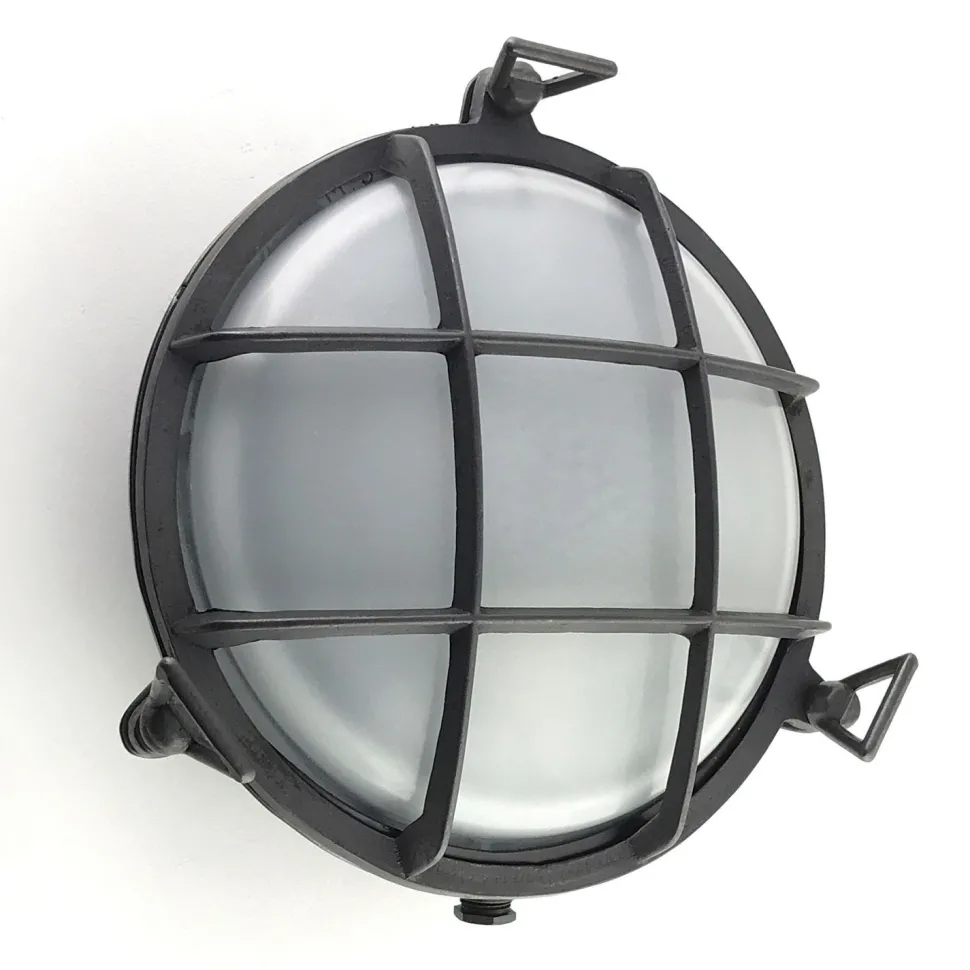 Schiffslampe Messing massiv Glas rund D: 24 cm IP64