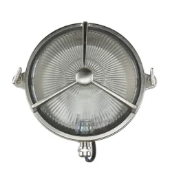 Schiffslampe Messing Riffelglas IP64 rostfrei rund