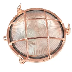 Schiffslampe Wand Messing Glas E27 IP64 in Kupfer außen