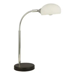 Schreibtischlampe Glas Metall H: 49 cm Weiß Chrom verstellbar