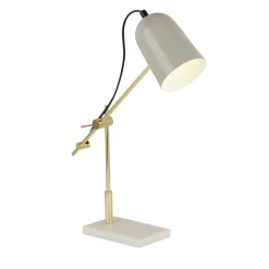 Schreibtischlampe Grau Gold verstellbar 49 cm Marmor Sockel
