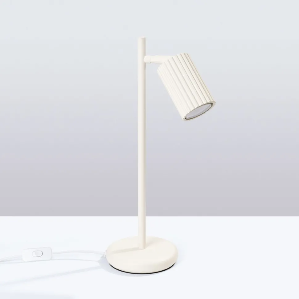 Schreibtischlampe GU10 43 cm hoch in Creme Modern Aluminium