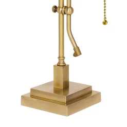 Schreibtischlampe Messing Glas H: 49 cm Zugschalter E27