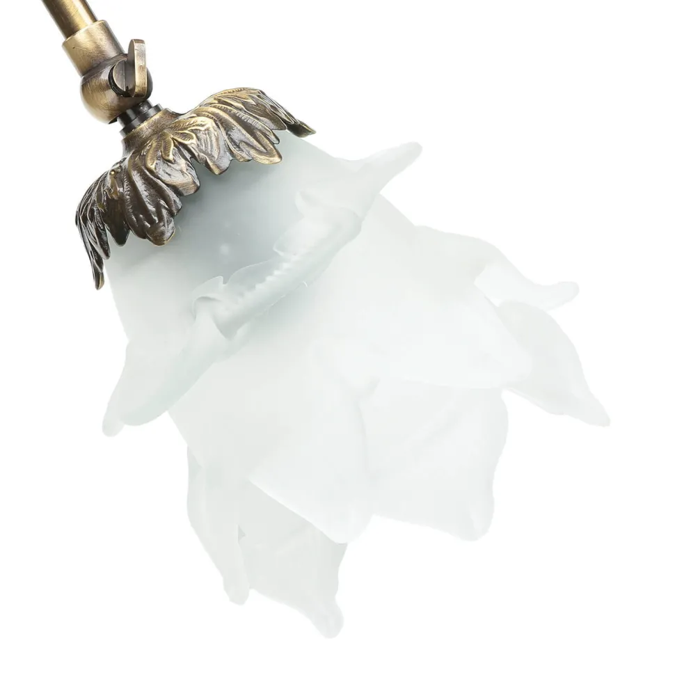 Schreibtischlampe Messing Glas Floral schwenkbar