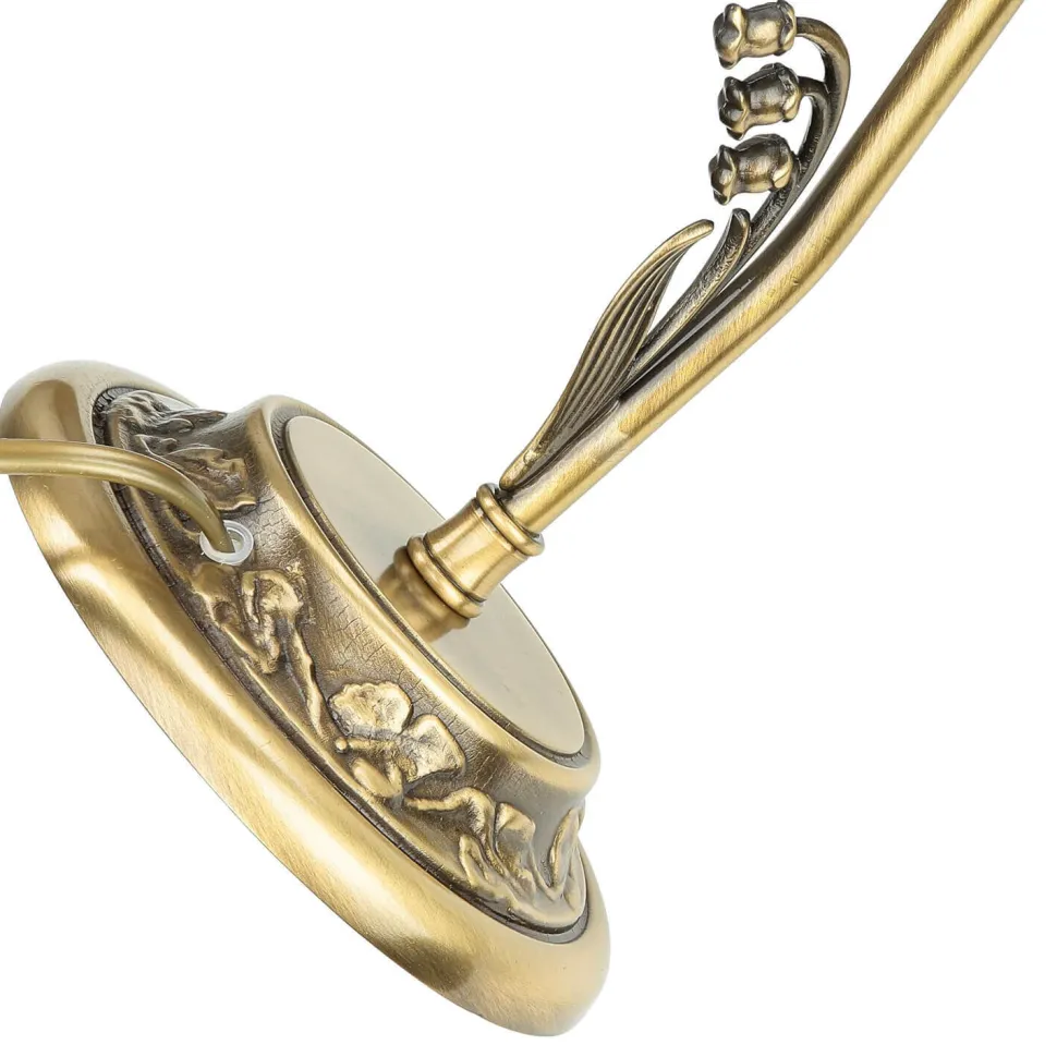 Schreibtischlampe Messing Glas Floral schwenkbar