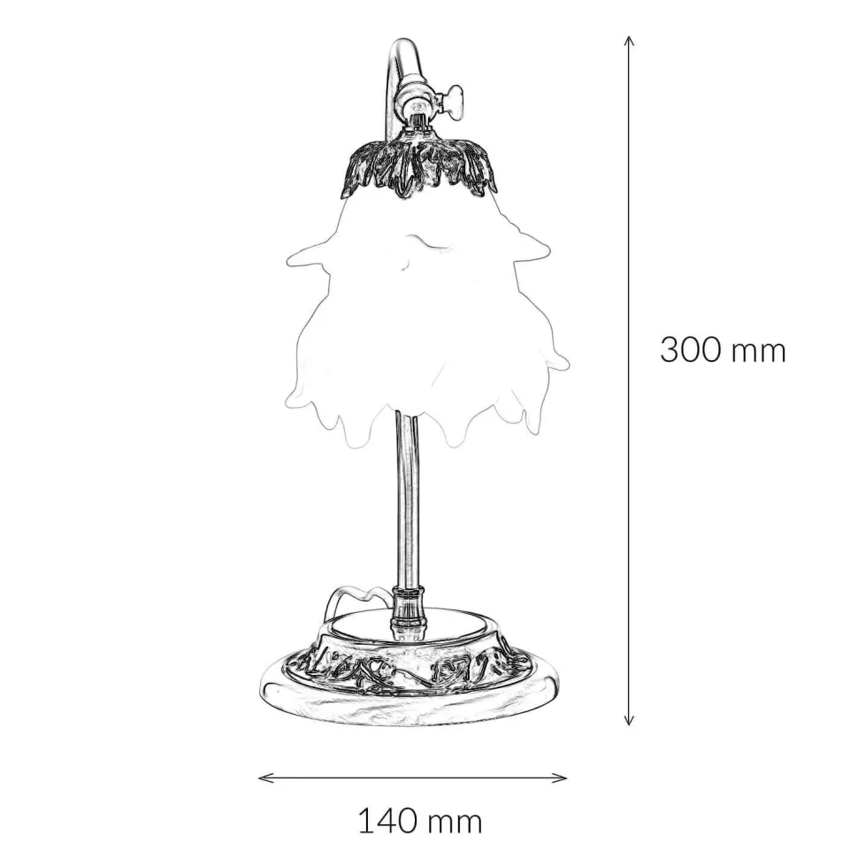 Schreibtischlampe Messing Glas Floral schwenkbar
