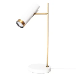 Schreibtischlampe Weiß Gold 49 cm hoch GU10 verstellbar
