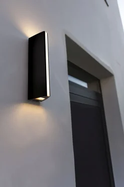 Schwarze Außenleuchte Modern E27 IP54 H:30 cm blendarm