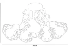 Schwarze Deckenlampe Metall Draht E27 L:60 cm 5-flammig