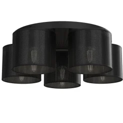 Schwarze Deckenlampe Metall Ø58 cm rund E27 5-flmg Loft