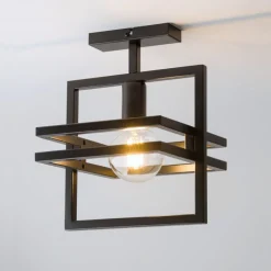 Schwarze Deckenlampe Metall Design E27 2-flammig