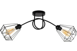 Schwarze Deckenlampe Retro Metall E27 L:90 cm 2-flammig