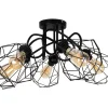Schwarze Deckenlampe Retro Metall E27 L:65 cm 5-flammig