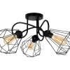 Schwarze Deckenlampe Retro Metall E27 L:65 cm 3-flammig