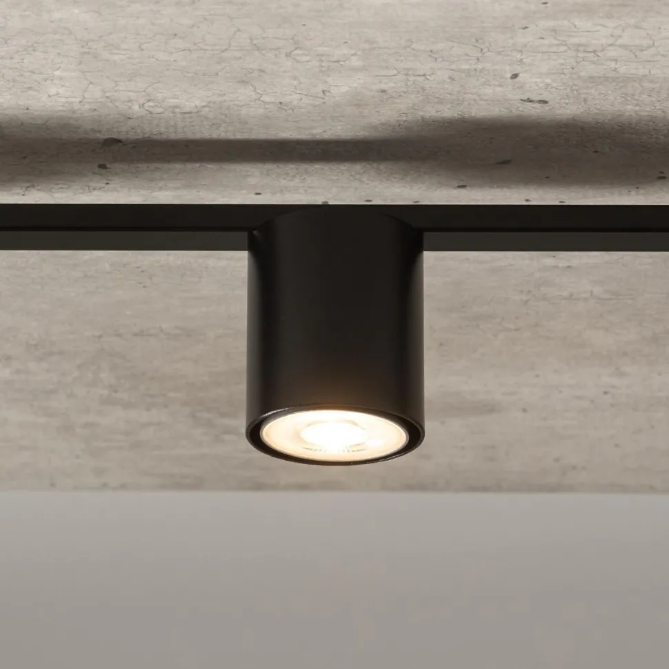 Schwarze Deckenlampe Zylinder GU10 3-flammig 70 cm groß