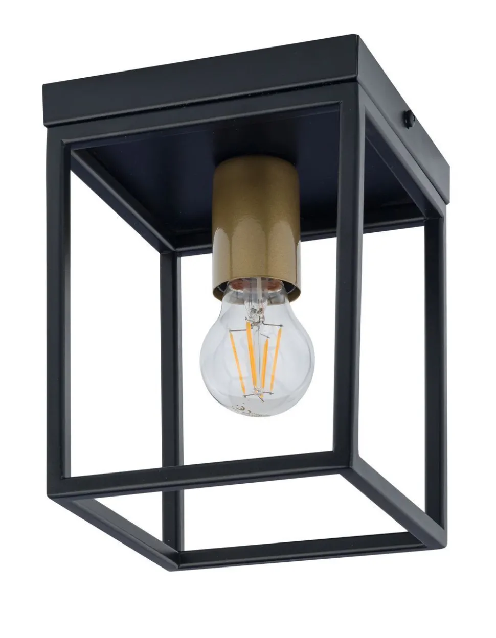 Schwarze Deckenleuchte Gold Akzent H:21 cm dekorativ