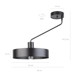 Schwarze Deckenleuchte Metall Schirm Ø8 cm E27 Retro