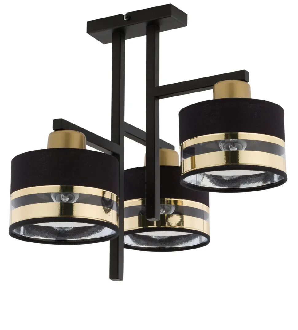 Schwarze Deckenleuchte Metall E27 3-flammig gemütlich