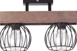 Schwarze Deckenleuchte Metall Holz E27 41 cm lang