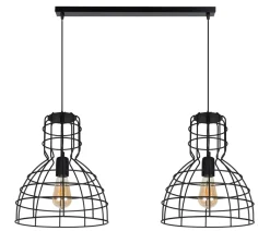 Schwarze Hängelampe Draht Metall 85 cm 2-flmg E27 Loft