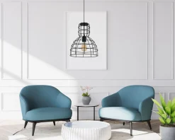 Schwarze Hängelampe Drahtschirm Metall Ø30 cm E27 Loft