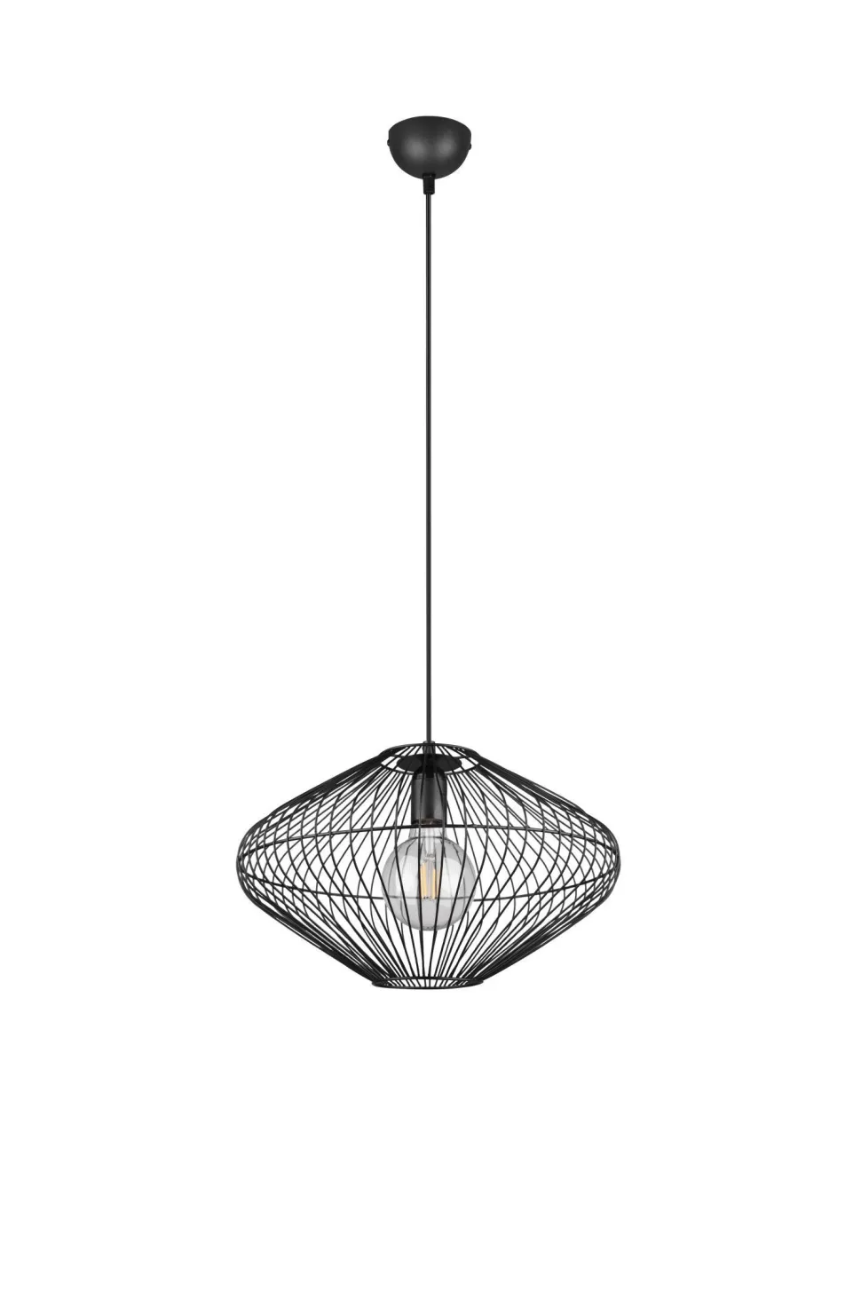 Schwarze Hängelampe Drahtschirm Metall E27 Ø38 cm Retro