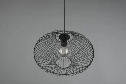 Schwarze Hängelampe Drahtschirm Metall E27 Ø38 cm Retro