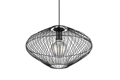 Schwarze Hängelampe Drahtschirm Metall E27 Ø38 cm Retro