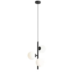 Schwarze Hängelampe Glas Kugeln wohnlich 6-flammig E27