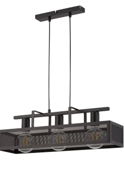 Schwarze Hängelampe Metall 3-flammig Industrie Design