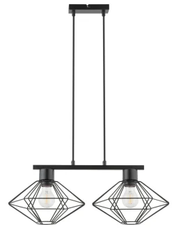 Schwarze Hängelampe Metall Draht bis 0,8 m E27 Vintage