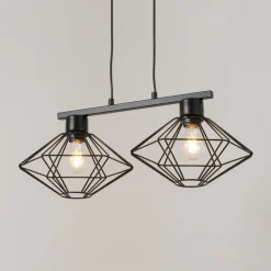 Schwarze Hängelampe Metall Draht bis 0,8 m E27 Vintage