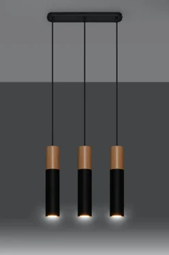 Schwarze Hängelampe Metall Holz Skandinavisch Esszimmer