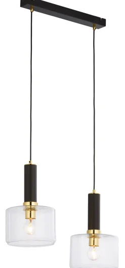 Schwarze Hängelampe Metall Glas Modern 52cm lang