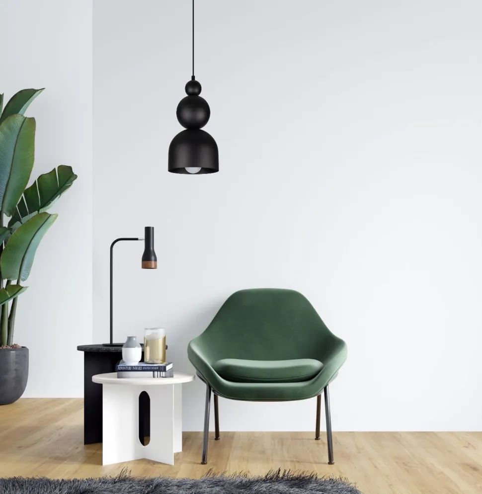 Schwarze Hängelampe Metall Loft Design E27 B:17 cm rund