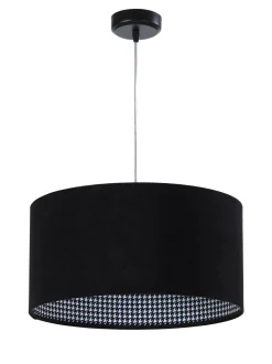 Schwarze Hängelampe Stoff rund Retro Esstisch