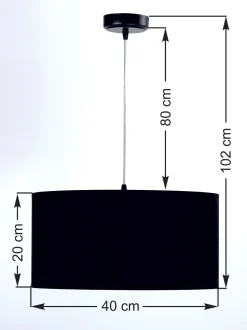 Schwarze Hängelampe Stoff rund Retro Esstisch
