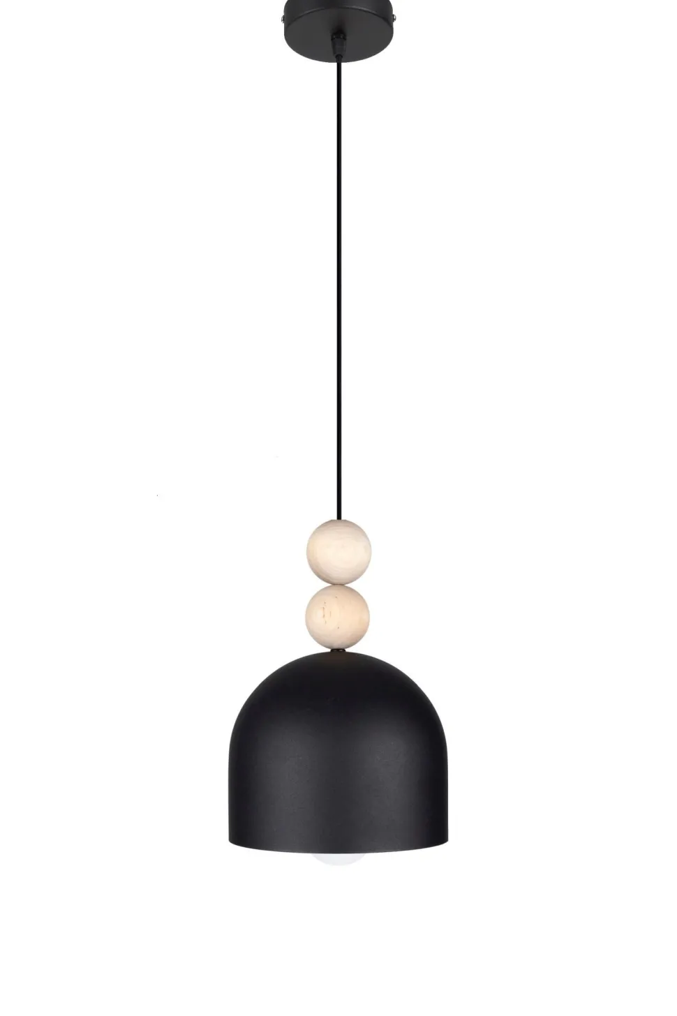 Schwarze Hängeleuchte Metall Holz Ø17 cm E27 wohnlich