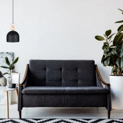 Schwarze Hängeleuchte Metall Holz Ø17 cm E27 wohnlich