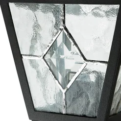 Schwarze Hoflampe mit Bewegungsmelder IP43 LEADWORTH