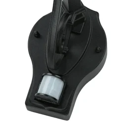 Schwarze Hoflampe mit Bewegungsmelder IP43 LEADWORTH