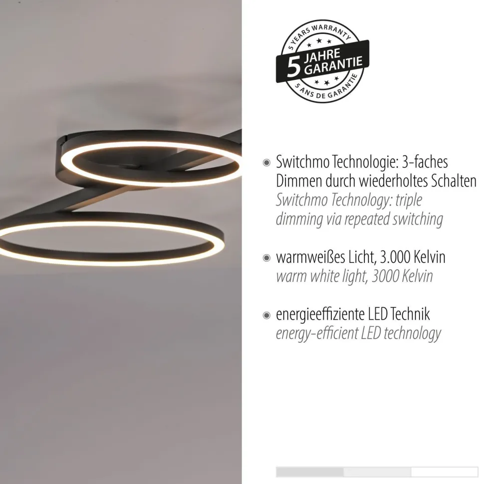 Schwarze LED Deckenlampe Metall 120 cm länglich 4850 lm